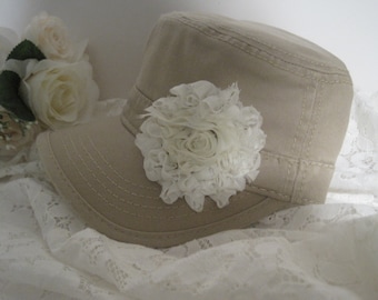 Cadet hat khaki military hat Shabby flower cadet baseball hat dad military hats trucker hats army hats cadet hats khaki flower cadet dad hat