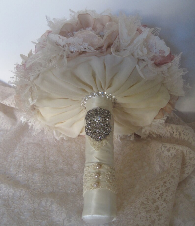 Wedding Bouquet Vintage Inspired Fabric Flower Brooch Bouquet - Etsy