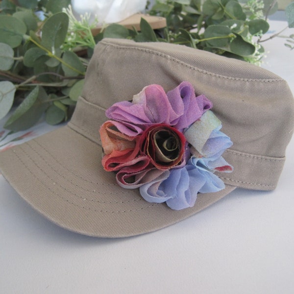 Cadet hat khaki military hat Multi Colored flower cadet baseball hat dad military hats army hats cadet hats khaki Colored flower cadet hat
