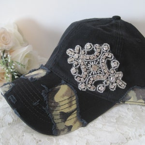Trucker Baseball Cap Camouflage with Beautiful Rhinestone Appliqué Trucker Hats Baseball Caps Women Camouflage Distressed Camouflage Hats
