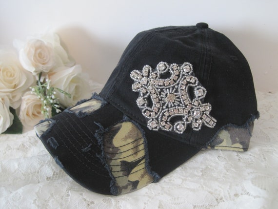 New Custom Designed Khaki Distressed Baseball Cap with Camouflage Flower Camo Trucker Hat - Runway Athletics main image 4