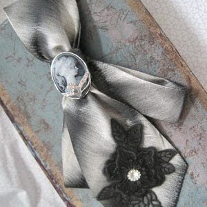 Upcycled Men&#39;s Tie Brooch Jean Jacket Pin Shoulder Tie Brooch Grey Brooch Pin Jacket Pin Men&#39;s Tie Brooch Jacket Pin Brooch Tie Pin