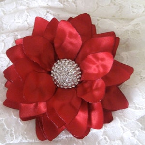 Christmas Holiday Red Satin Hair Clip Pin on Brooch Wrist - Etsy