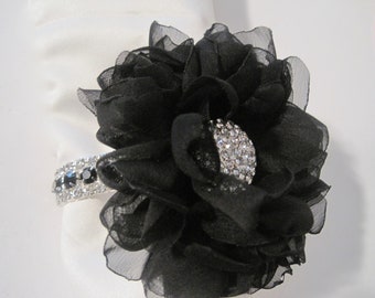 Corsage Wrist Corsage Bracelet Corsage Rhinestone Corsage Black Corsage Prom Homecoming Winter Formal Corsage Mother of the Bride