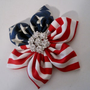Hair Clip Americana Hair Clip Pin Brooch Fourth of July Hair Clip Brooch Red White and Blue Clip Hair Accessories Stars and Stripes Clip