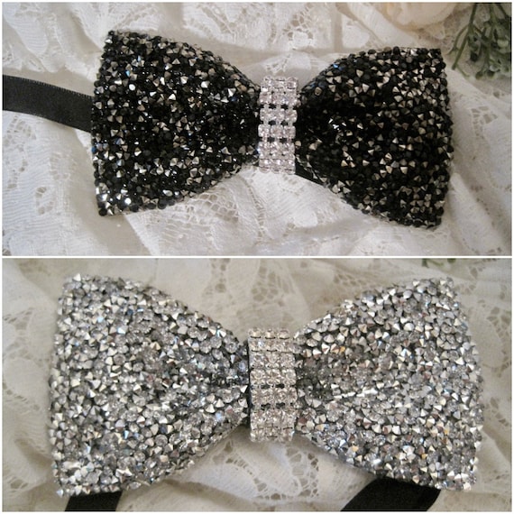 Rhinestone Bling Bow Tie: Prom, Wedding, New Years - Etsy display picture 1