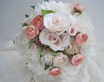 Bridal Bouquet, Wedding Bouquet, Brides Bouquet, Wedding Flowers, Clutch Bouquet, Pink and White Bouquet, Bridal Flowers, Bride Pink Bouquet