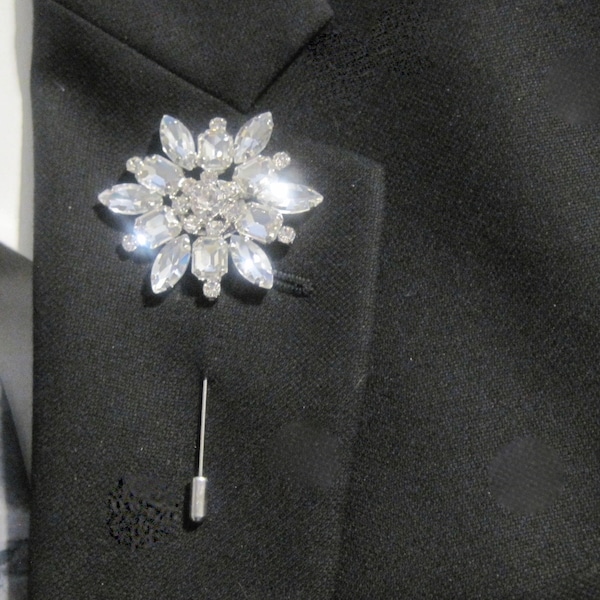 Boutonniere Rhinestone Groom Boutonniere Pocket Flower Boutonniere Mens Boutonniere Rhinestone Boutonniere Prom Rhinestone Homecoming Bout