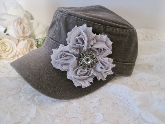 Cadet Hat Grey Military Petal Flower Military Hats Trucker Hat Grey Cadet Hats Grey Military Hat Dallas Cowboy Cadet Petal Flower Hat