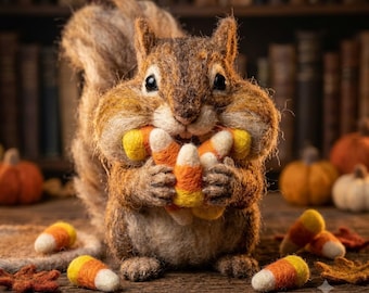 Needle Felt Raccoon Pumpkin Decor, Handmade Woodland Raccoon, Fall Harvest Gift, Halloween Decor, Autumn Shelf Decoration