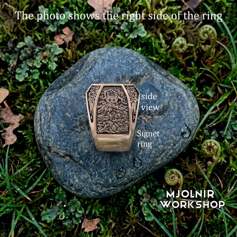 Bronze Loki Mask Ring: Custom Symbols - Valknut, Vegvisir,aegishjalmur ...