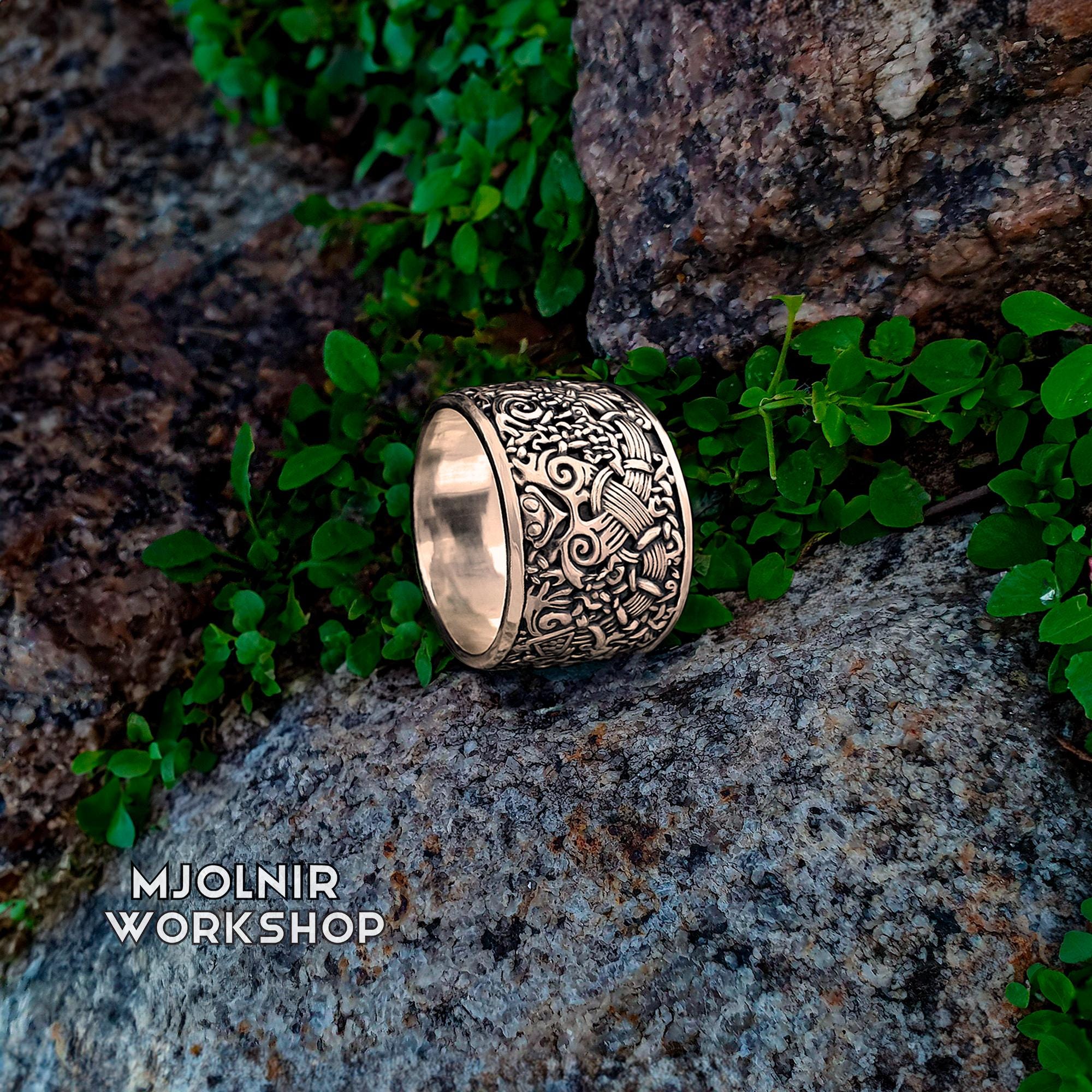 Odin Ringerike Style Viking Ring: Bronze Ringerike Style Norse Band With San Isidoro Box ...