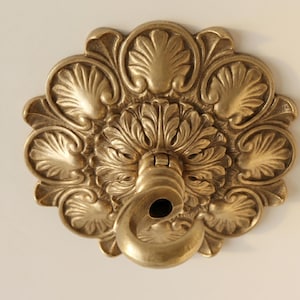 Kit de canopla de teto em cobre maciço com gancho, suporte ornamentado dourado para luminária, placa decorativa para lustre para pendurar luzes. imagem 7