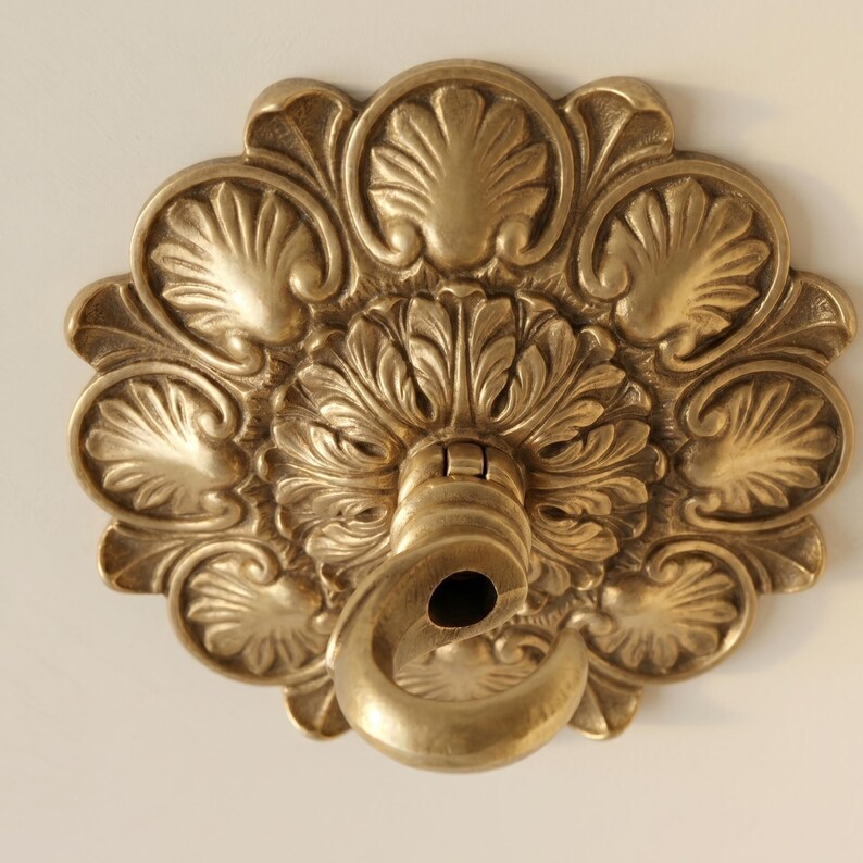 Kit de canopla de teto em cobre maciço com gancho, suporte ornamentado dourado para luminária, placa decorativa para lustre para pendurar luzes. imagem 7