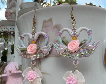 pendientes colgantes de cisne