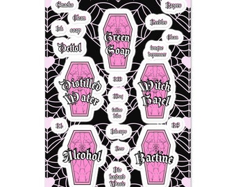 Tattoo Shop Coffin pink Sticker sheet