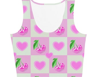 ♡Cherry Pattern Strap Top♡ MakeMeChic Women's Cherry Print Lace Sheer Cami V Neck Spaghetti