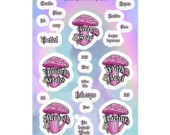 Tattoo Label Mushroom Sticker sheet