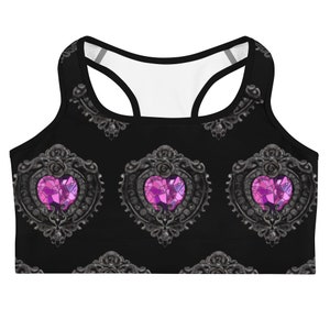 Pink gem stone heart  Sports bra