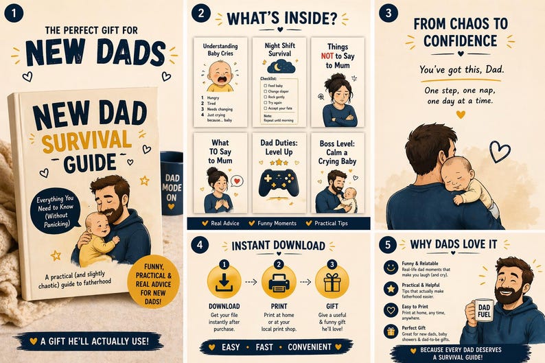 New Dad Survival Guide | Funny First Time Dad Printable Book (digital ...