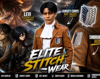 Attack on Titan Survey Corps-jas - Levi Ackerman-cosplay - geborduurd anime-uniform