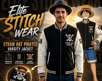 Pirates-varsityjack met strohoed - op anime geïnspireerde bommenwerper