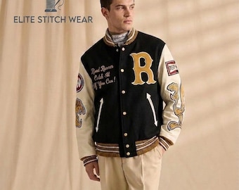 Varsityjack Road Runner - vintage Letterman-stijl - retro geborduurde bomber