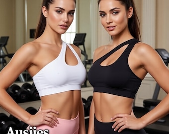 Sujetador deportivo de un solo hombro / Top push-up para gimnasio / Sujetador de entrenamiento para mujer