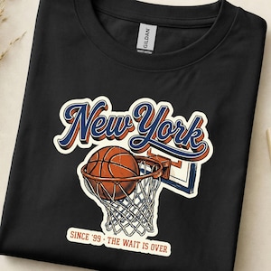 New York baskettröja, retro vintage NY Hoops grafisk t-shirt, matchdag streetwear t-shirt, basketfan gåva