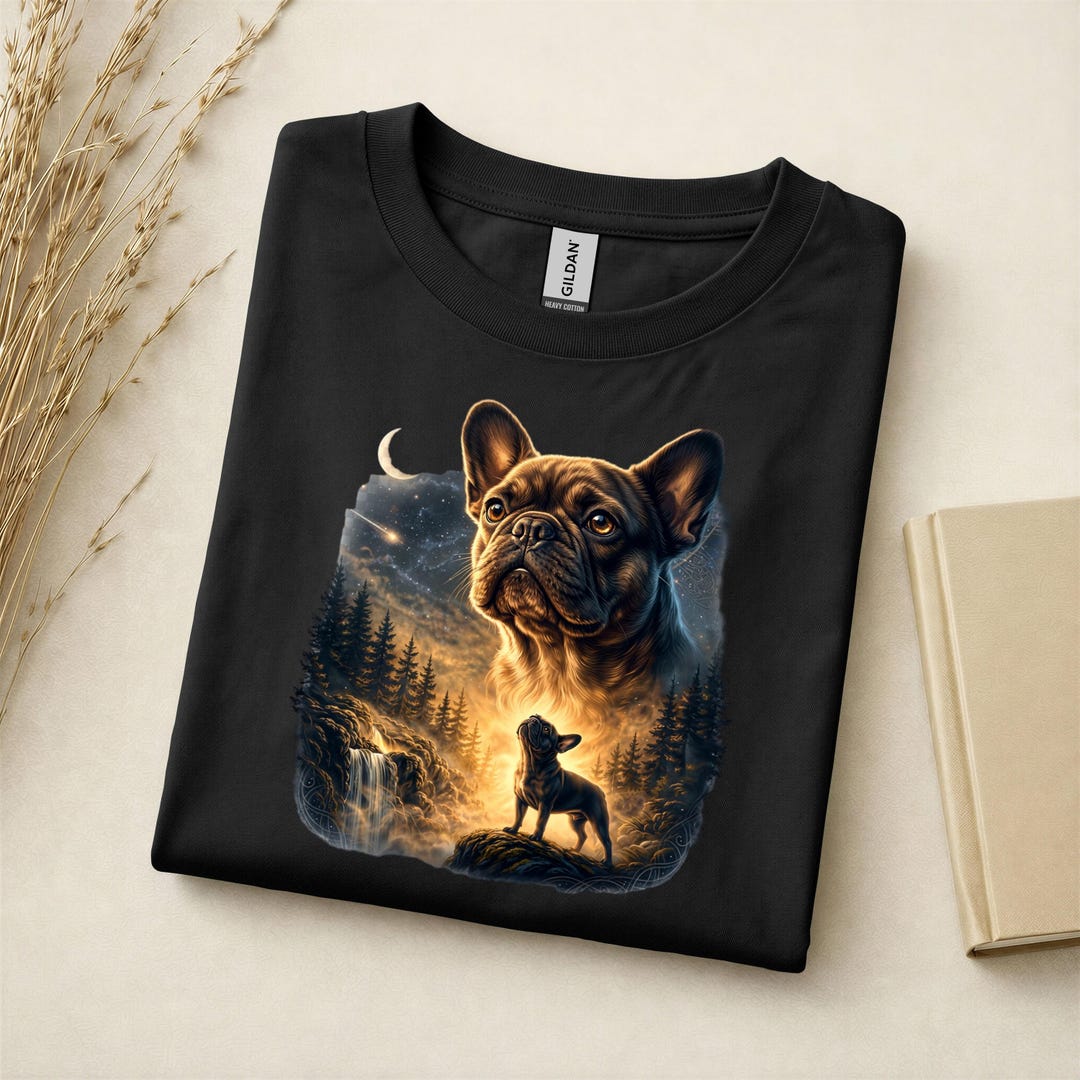 French Bulldog 1french Bulldog Howling Moon Tshirt Gildan 5000, Vintage ...