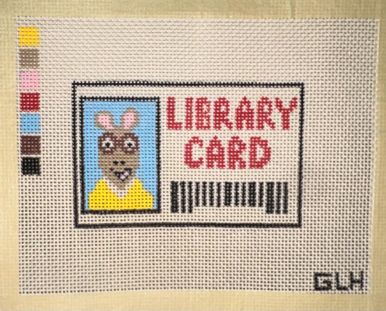 Cartoon Library Card / Hand Painted Needlepoint Canvas - Etsy