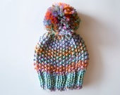 Pom Pom beanie toddler, pom pom hat adult, pom pom winter hat, colorful beanie hat, Girls toboggan, Christmas Gift, newborn photo prop