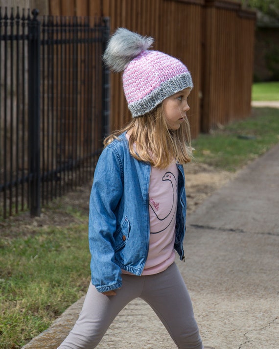 TheStitchCove Boy Beanie, Pom Pom Hat, Fur Pom Pom Beanie, Toddler Toboggan, Winter Hat, Baby Shower Gift, Birthday Gift, Striped Beanie