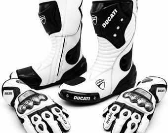 Ducati Racing Gloves & Boots Set | Motorcycle Riding gloves and boots| MotoGP Inspired Biker Accessories | Track Ready Rider Equipment