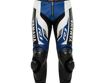 Pantalones de cuero para moto Yamaha Racing, equipamiento para motorista con certificación CE.