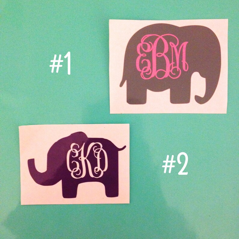 Elephant Monogram Vinyl Decal Etsy