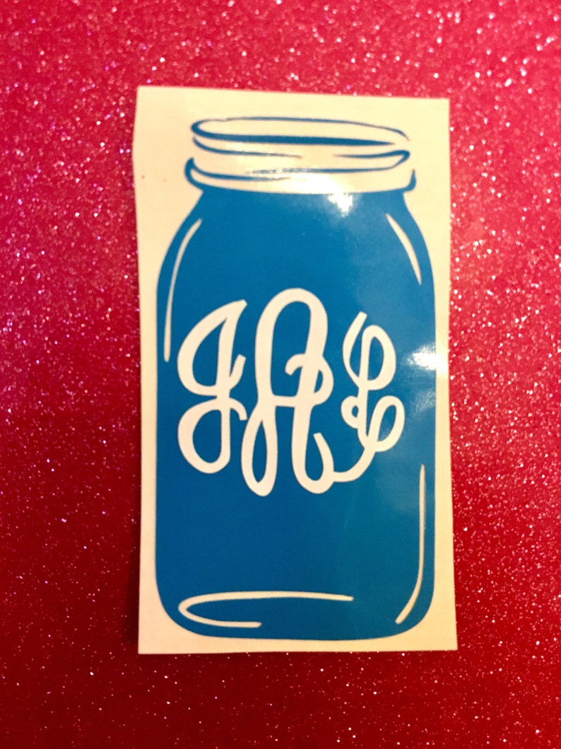 Monogrammed Mason Jar Vinyl Decal Etsy