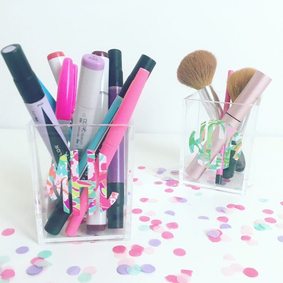 Monogrammed Clear Acrylic Desk Organizer Etsy