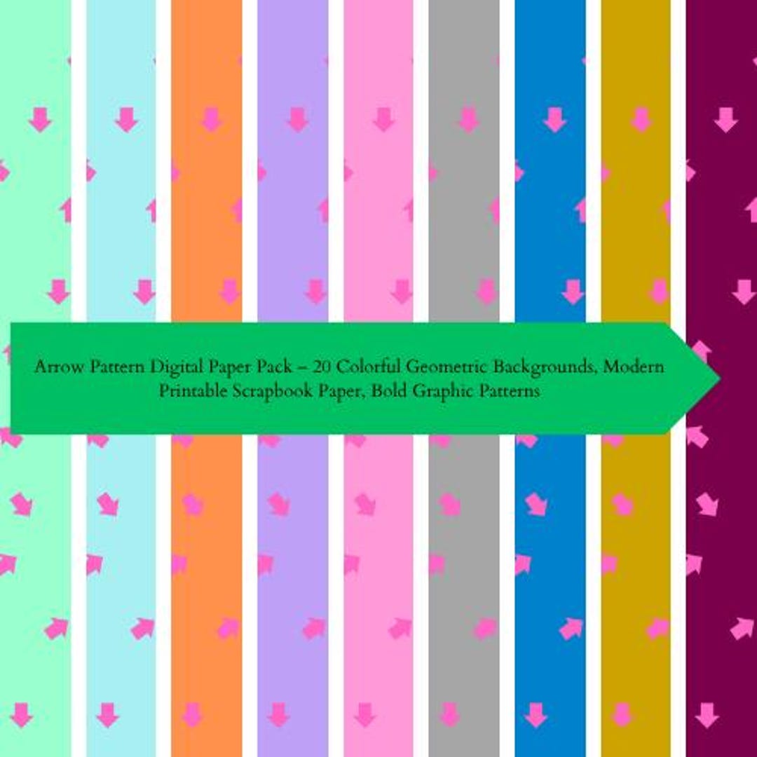 Arrow Pattern Digital Paper Pack – Colorful Geometric Backgrounds ...