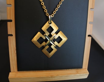 Vintage Art Deco Geometric Shape Pendant Necklace in Gold Color