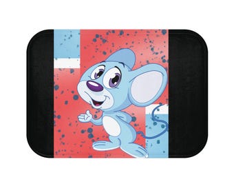 Plush Memory Foam Bath Mat | Cartoon Mouse Kids Bathroom Decor