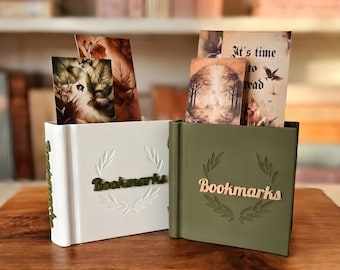 Bokmärkeshållare i form av en bok: Biblioteksorganisatör - Välj din favoritfärg