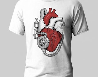 Mechanical Anatomical Heart T-shirt | Steampunk Heart Illustration