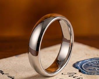Alliance homme en or blanc, bague confort simple, bague minimaliste en tungstène, alliance de 2 à 8 mm, bague de promesse, bague d'anniversaire