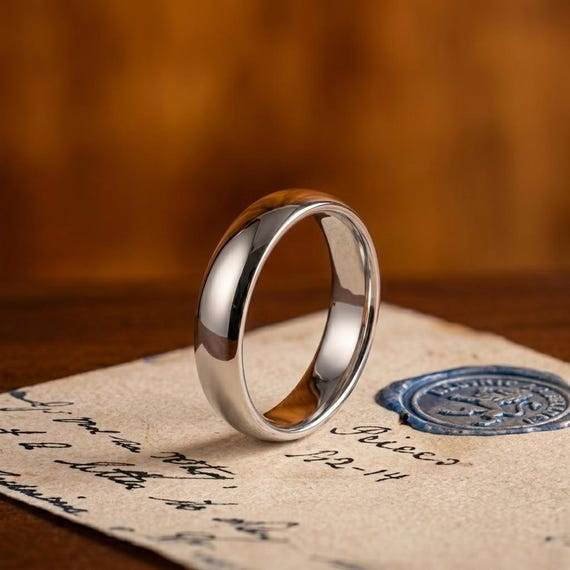 White Gold Mens Wedding Band, Plain Comfort Fit Ring, Minimalist Tungsten Ring, 2mm - 8mm Wedding Band, Promise Ring Anniversary Ring