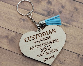 DIGITAL FILE  Custodian Janitor Teacher keychain SVG Laser Glowforge