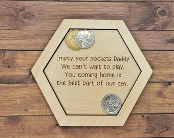 Empty Your Pockets Daddy LASER CUT FILE trinket tray coin dish Svg Ring Dish Valet