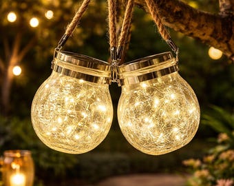 Solar Cracked Glass Jar Lights: Waterproof LED Fairy Lanterns (Warm White/Colorful)
