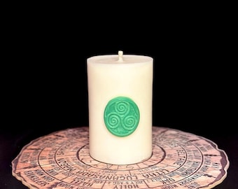 Vela celta, vela triskelion, vela ritual wiccana, vela aromática de protección, decoración de altar pagano, regalo espiritual, wiccano, pagano, chamán
