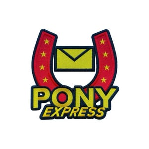 Pony Express Patch Embroidered | Western Horseshoe Patch